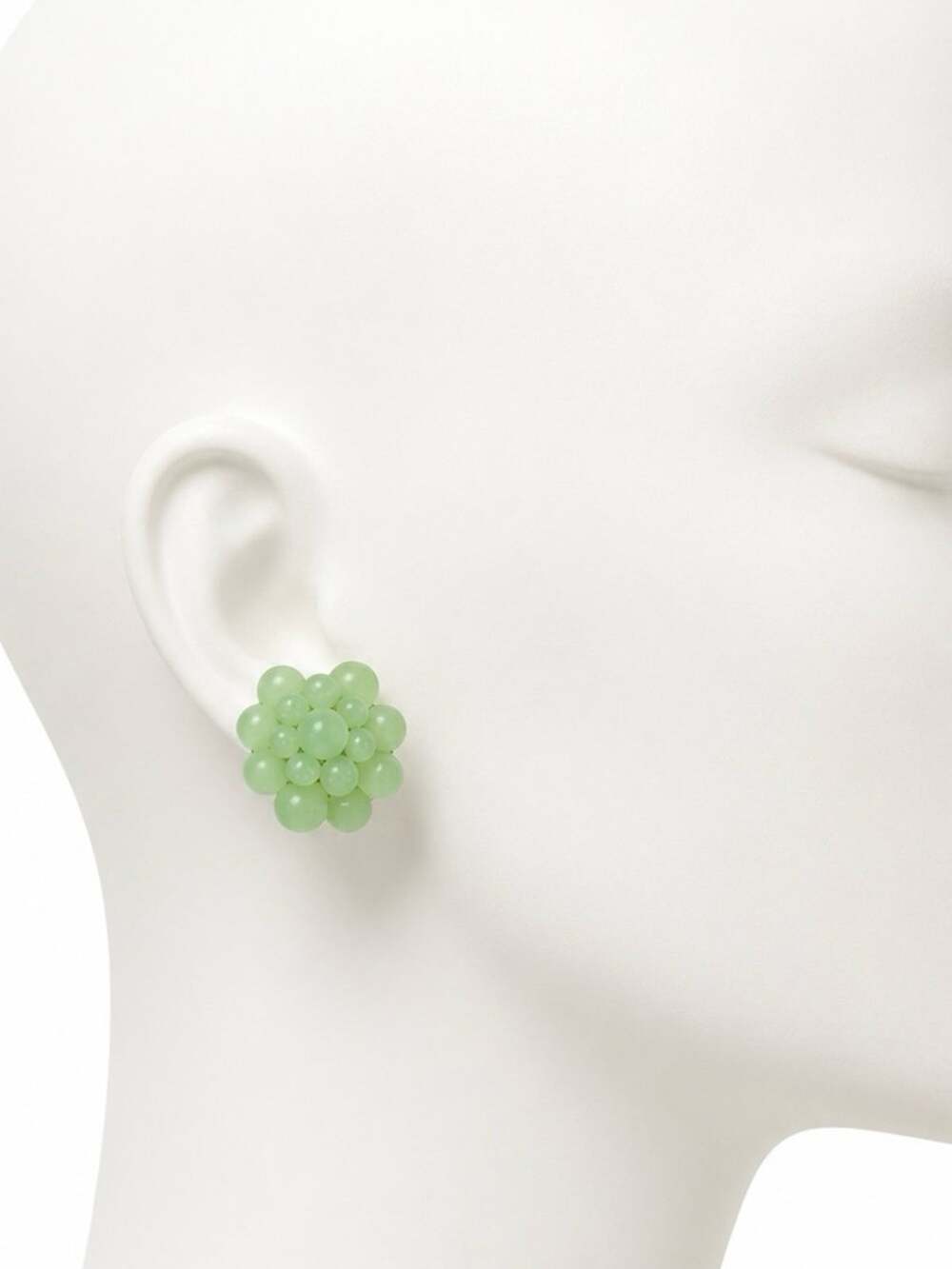 Vintage West Germany Green Glass Bead Cluster Clip On Earrings Grapes